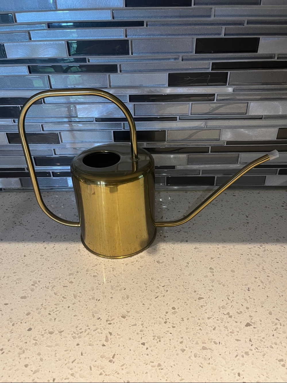 Gold Long-Spout Metal Watering Can
